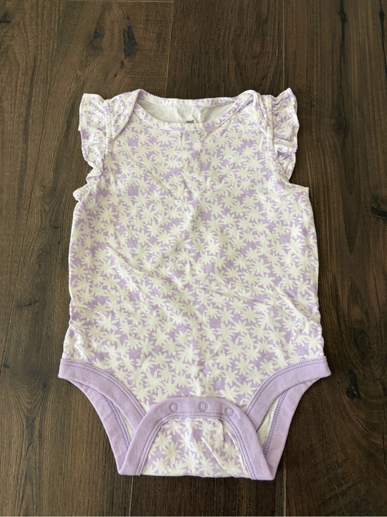 GAP Other - BabyGAP Lilac and Cream Floral Ruffle-Sleeve One-Piece Bodysuit